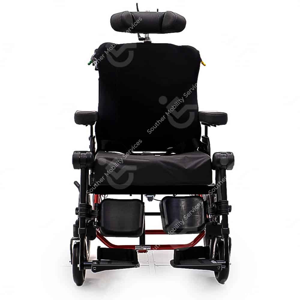 a black wheelchair with a black seat